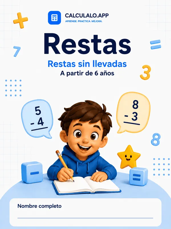 Cuadernillo Restas (Sin llevadas) — 1º de Primaria