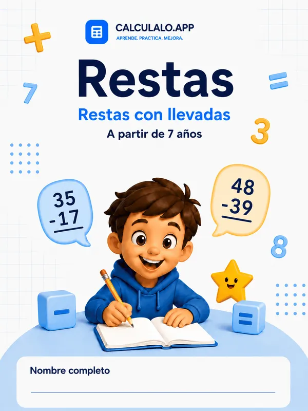 Cuadernillo Restas (Con llevadas) — 2º de Primaria
