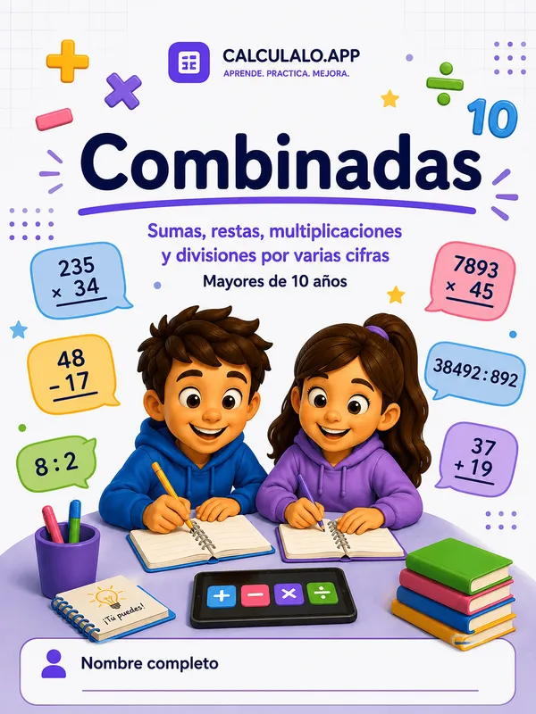 Cuadernillo Sumas, restas, multiplicaciones y divisiones — 5º de Primaria