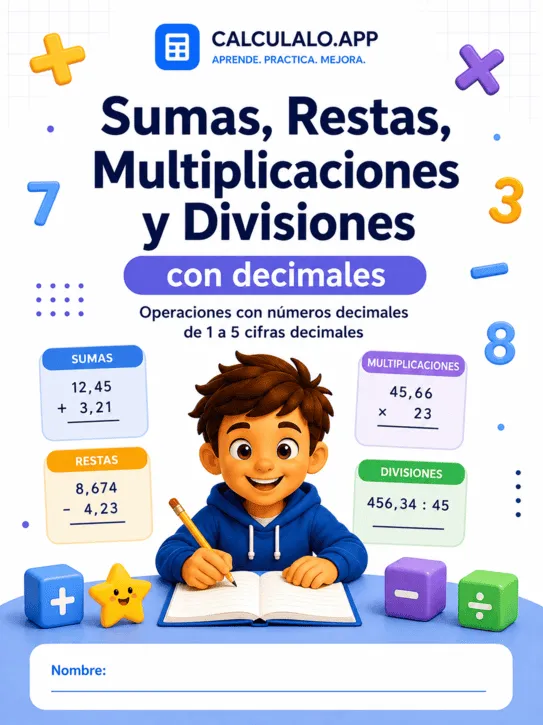 Cuadernillo Sumas, restas, multiplicaciones y divisiones decimales — 6º de Primaria