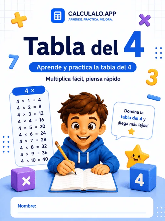 Cuadernillo Tabla del 4 — 2º de Primaria