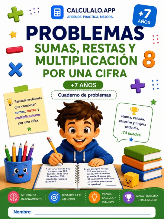 Cuadernillo Problemas: Sumas, restas y multiplicaciones por una cifra — 2º de Primaria