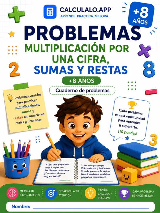 Cuadernillo Problemas: Multiplicaciones por una cifra, sumas y restas — 3º de Primaria