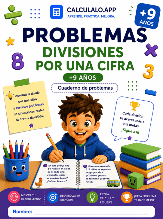 Portada del problemas de matemáticas de 4º de primaria para imprimir — 4º de Primaria
