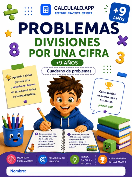 Cuadernillo Problemas: División por una cifra — 4º de Primaria