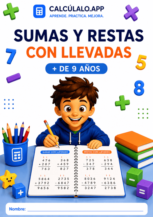 Portada del sumas y restas de 4º de primaria para imprimir — 4º de Primaria