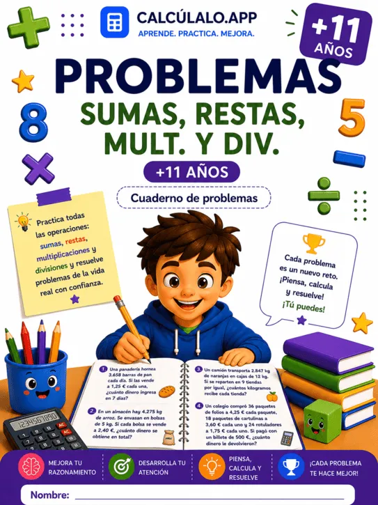 Cuadernillo Problemas: Sumas, Restas, Multiplicaciones y Divisiones — 6º de Primaria