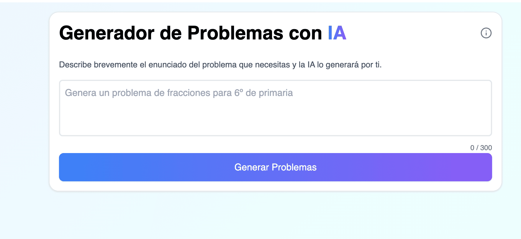 Captura del generador de problemas en acción